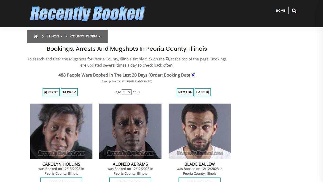 Bookings, Arrests and Mugshots in Peoria County, Illinois - Recently Booked